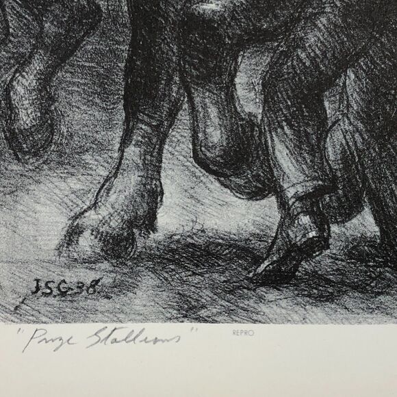 John Steuart Curry Prize Stallions Art 1930s Print Treasury Collection Sketch - Picture 5 of 11